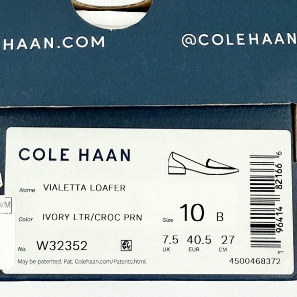 NWB Cole Haan Women's Vialetta Croc Pattern Ivory Leather Loafer Shoes Size 10B - Picture 12 of 12